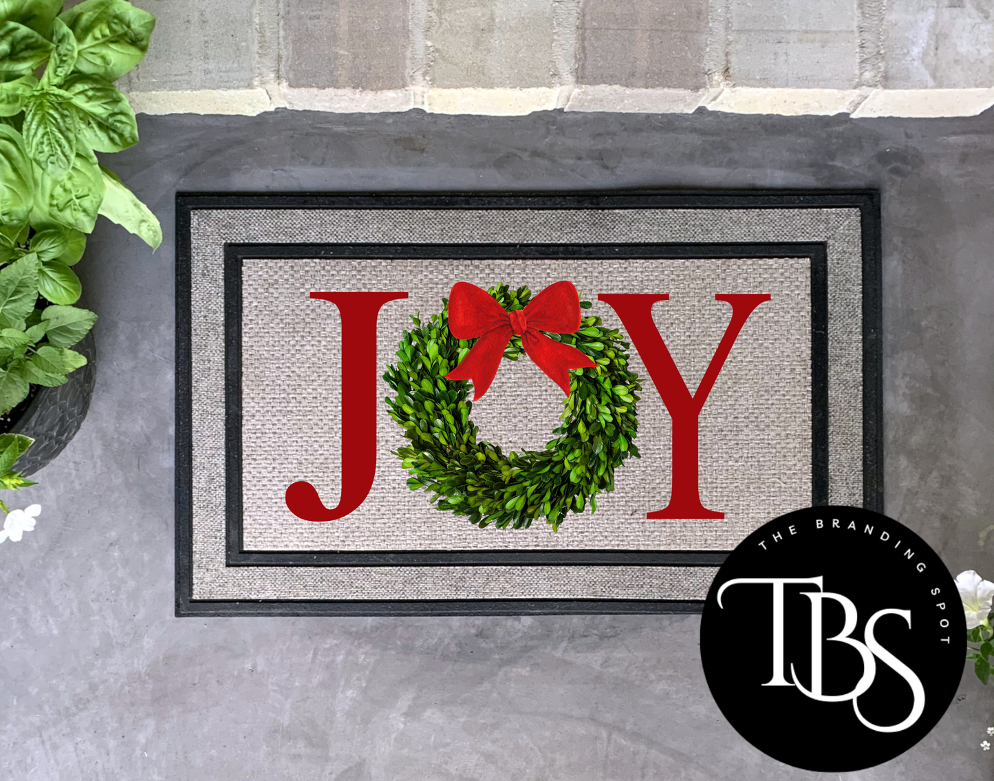 Joy Wreath Door Mat (3 Size Options)