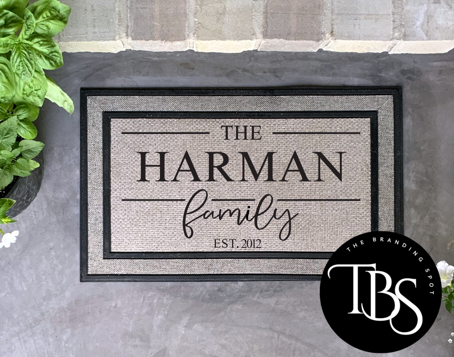 Personalized Est Family Name Welcome Door Mat (3 Size Options)