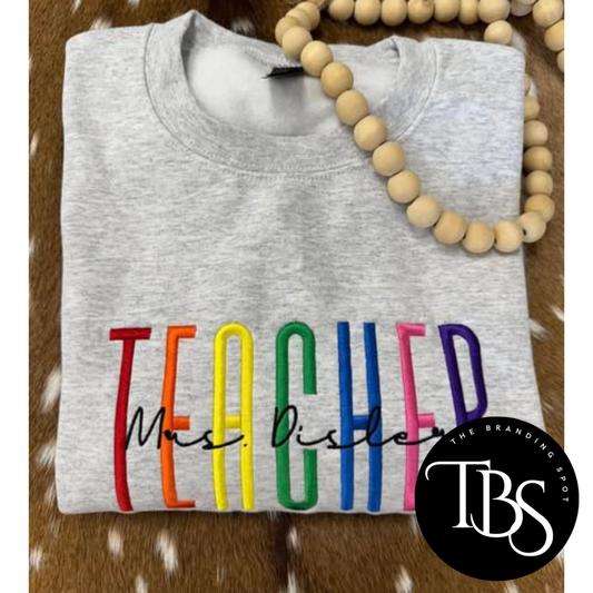 Personalized Teacher Embroidered Sweatshirt