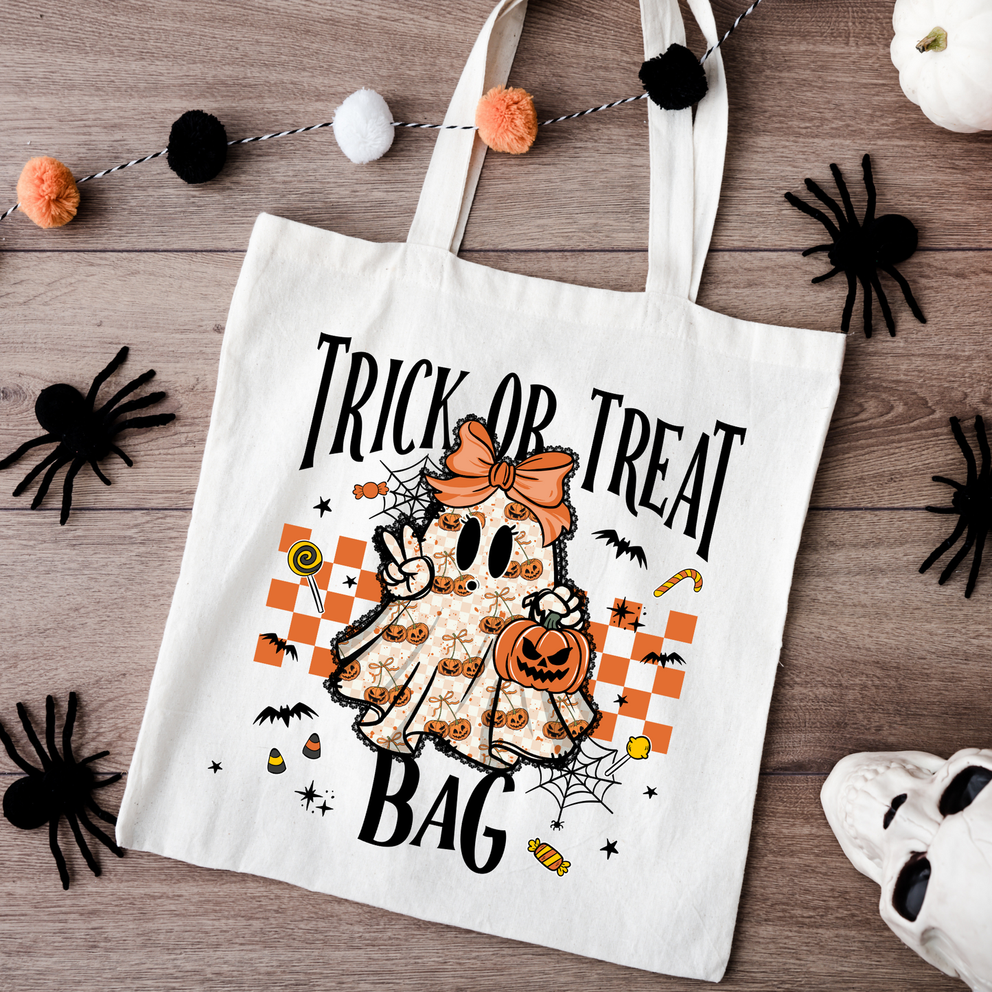 Cherry Pumpkin Ghost Halloween Trick Or Treat Bag