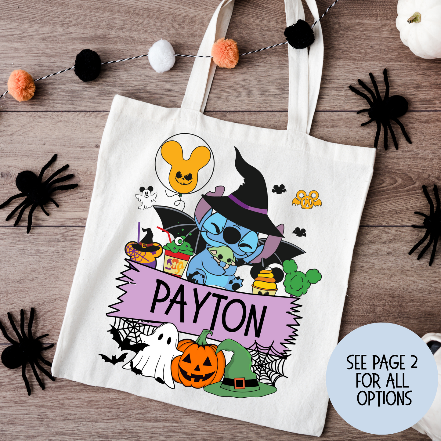 Personalized Character (MULTI OPTIONS) Halloween Trick Or Treat Bag