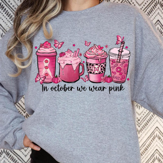 In October We Wear Pink (Coffee) Breast Cancer T-Shirt/Sweatshirt