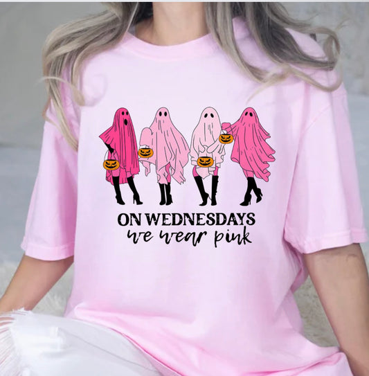 On Wednesdays We Wear Pink (Ghosts) Breast Cancer T-Shirt/Sweatshirt
