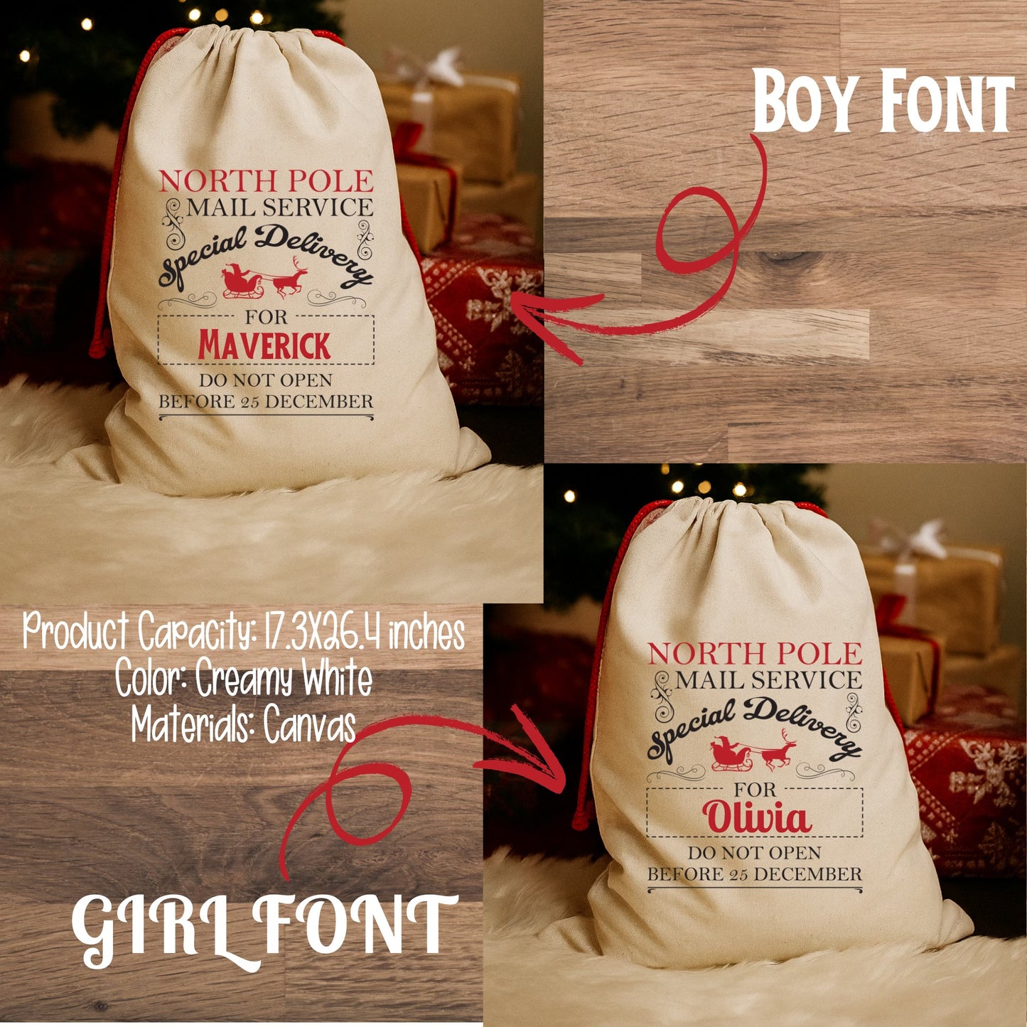 Large Personalized Santa Sack (Multi Design Options)