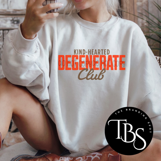 Kind-Hearted Degenerate Club Sublimated Crewneck Sweatshirt