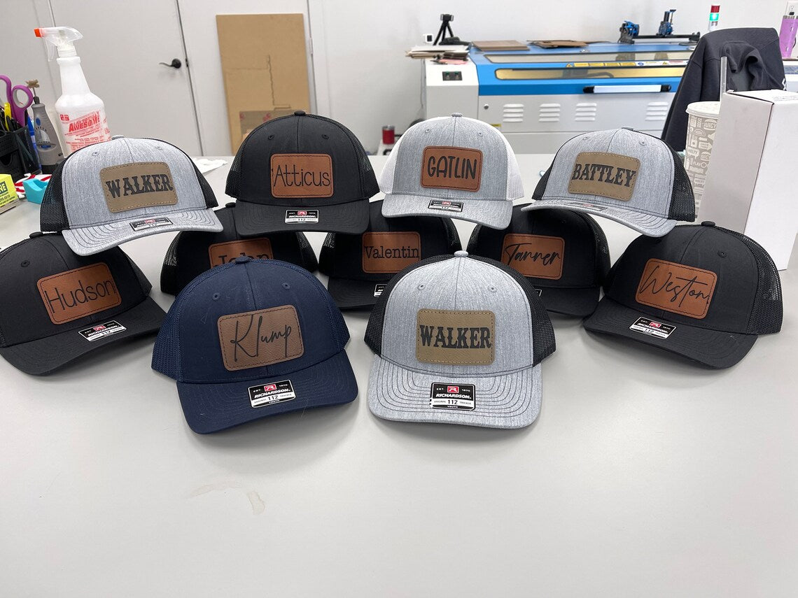 Personalized Richardson 112 Engraved Name Leather Patch Cap